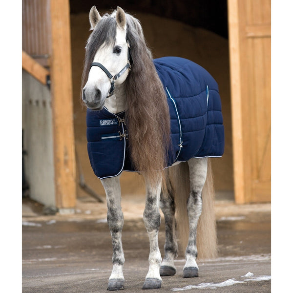 Horseware Rambo Stable Rug With Embossed Lining MediumWeight 200g Navy/White