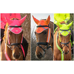 Hy Equestrian Reflector Ear Bonnet Reflective Flourescent Hi-Vis Fly Veil Ears