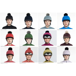 LeMieux Classique Pom Hat Silk Contrast Peak Removable Pom Lycra Skull Cap Cover