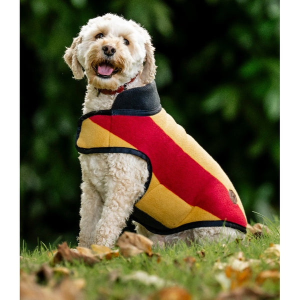Horseware Newmarket Dog Fleece Rug Coat Warm Wicking Whitney Gold/Navy/Charcoal