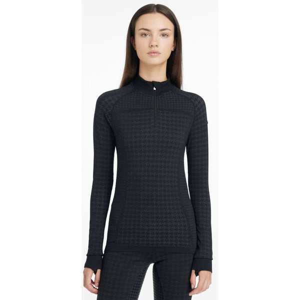 LeMieux Aspen Houndstooth Base Layer Ladies Lightweight 1/4 Zip Technical Top