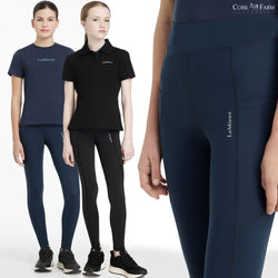 LeMieux Young Rider Darla Sport Leggings Pull On Teens Kids Joddings Black/Navy