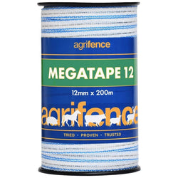 Agrifence Megatape 12 Reinforced Tape Conductive Electric Fence White 200m