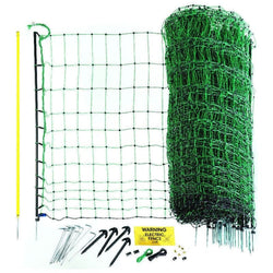 Agrifence Poultry Net Complete Kit Conductive Electric Fence and Posts Green 25m