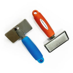 Equilibrium Hook Cleaner Brush removing dirt and hair from velro adhesive straps