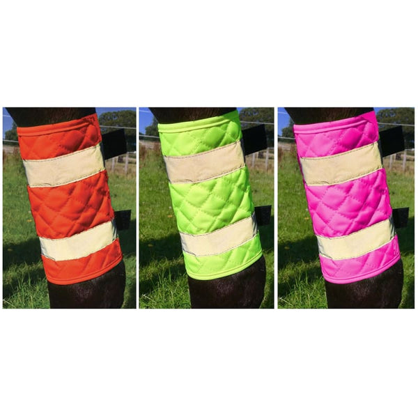 Equisafety Quilted Leg Boots Hi-Vis High Viz Reflective Wraps Yellow/Orange/Pink