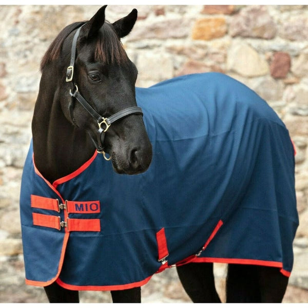 Horseware Mio Stable Sheet Lightweight Travel Cooler Rug Navy/Red 5'6'' -7'0''