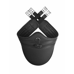 Hy Equestrian Anatomical Elasticated Waffle Stud Guard Girth Black/Brown 36’-54’
