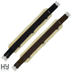 Hy Equestrian Comfort Detachable Faux Fur Elasticated Long GP Girth Black/Brown