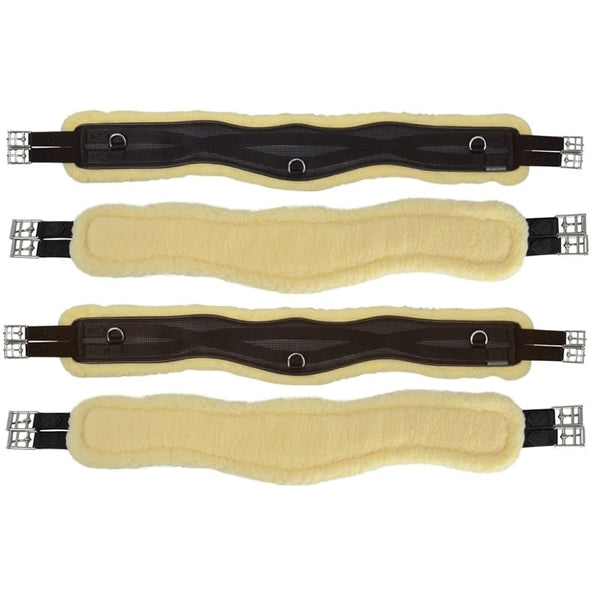 Hy Equestrian Comfort Fleece Lined GP/Jump Anatomical Contour Girth Black/Brown 46"/58" SALE