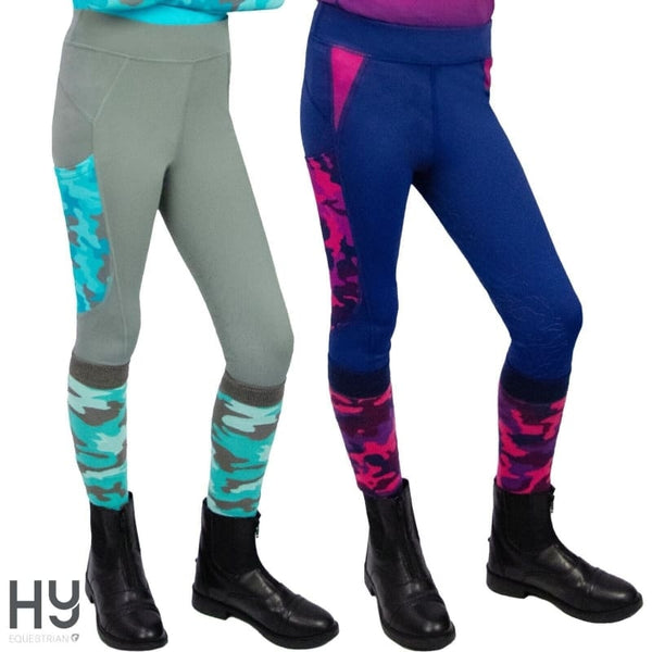 Hy Equestrian DynaForce Riding Tights Pull Up Pull-On Kids Girls Riding Leggings