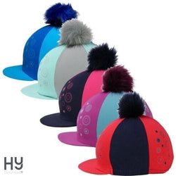 Hy Equestrian DynaMizs EclipticHat Cover Hat Silk With Removable Faux Fur PomPom