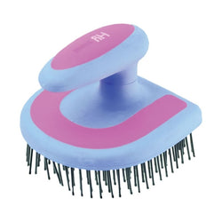 Hy Equestrian Horseshoe Mane Brush Shapes Mane and Tail Brush Blue/Pink