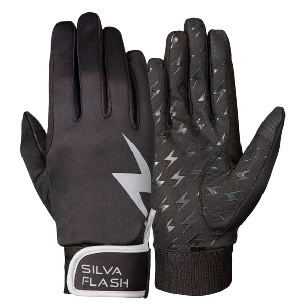 Hy Equestrian HyViz Silva Flash Horse Riding Gloves Black/ReflectiveSilver XS-XL