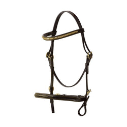 Hy Equestrian In-Hand Bridle With Brass Clencher Browband and Fancy Stitching