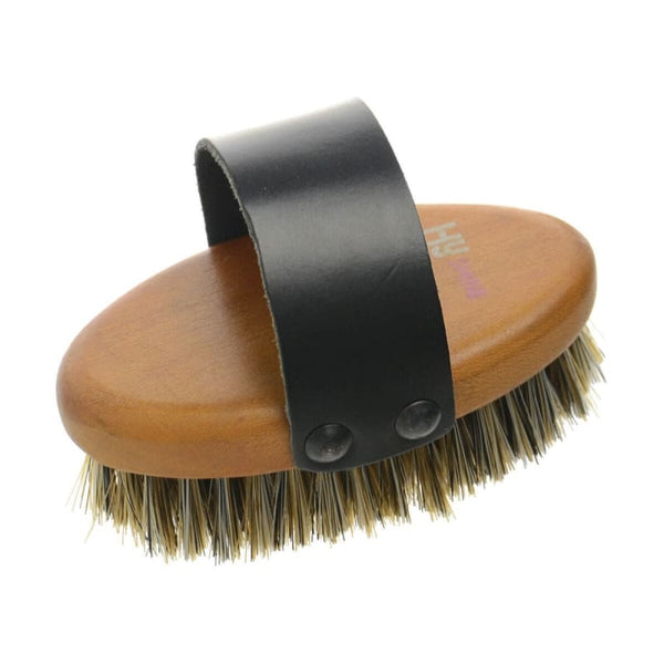 Hy Equestrian Luxury Body Brush WIth Leather Handle Wooden Grooming Brush S/L