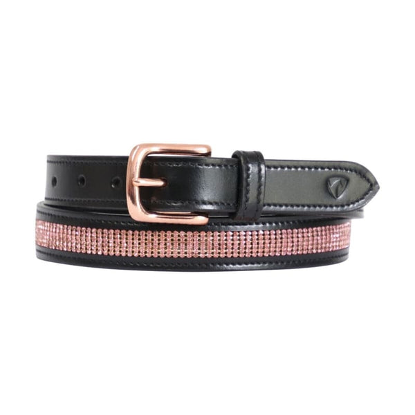 Hy Equestrian Rosciano Rose Gold Belt with Rose Gold Diamante Detail Black/Brown