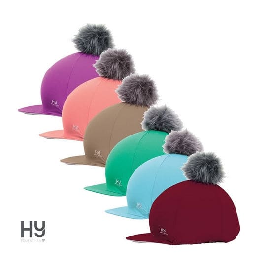 Hy Equestrian Hy Sport Active Hat Silk with PomPom XC Jockey Skull Cap Hat Cover