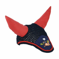 Hy Thelwell Collection Kids Crochet Fly Veil Ears Small Pony Pony/Cob Red/Navy