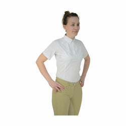 HyFASHION Tilbury Ladies Short Sleeved Competition Tie Show Shirt White/Yellow