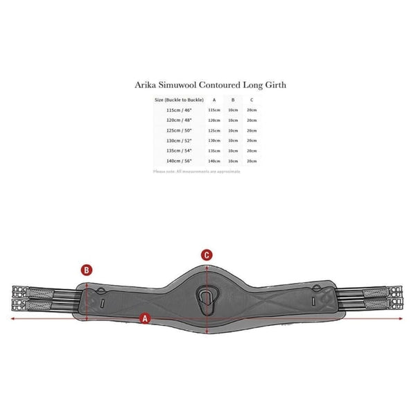 LeMieux Arika Simuwool Contoured Long Girth Anatomic Black/Brown 100-140cm