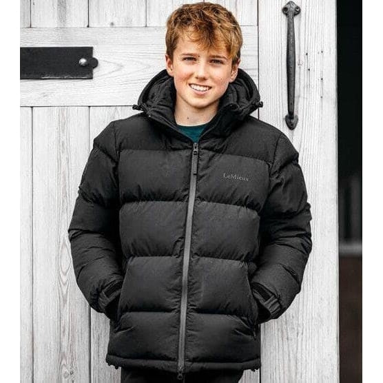 LeMieux Elite Young Rider Boys Puffer Jacket Warm Winter Padded Black Age 9-14