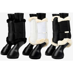 LeMieux Fleece Edged Mesh Brushing Boots AirFlow Comfort Splint Black/White