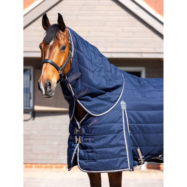 LeMieux Kudos Stable Neck Cover Curved Lightweight 50g Microfibre Hood Navy S-XL