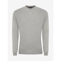 LeMieux Mens Crew Neck Jumper Classic Ribbed Fine Knit Top Navy/Grey XS-XXL