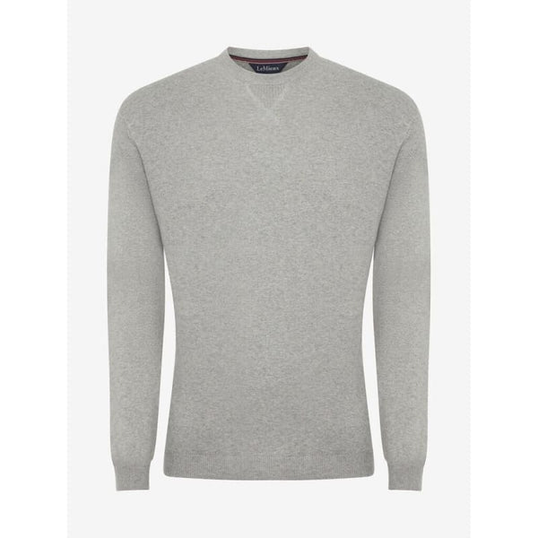 LeMieux Mens Crew Neck Jumper Classic Ribbed Fine Knit Top Navy/Grey XS-XXL