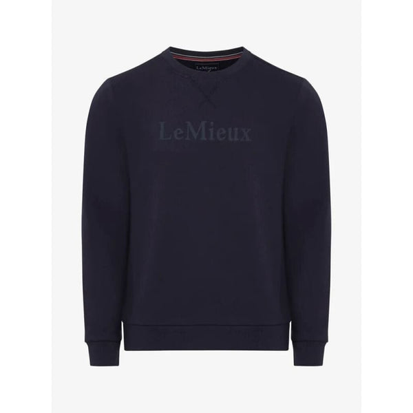 LeMieux Mens Elite Sweater Crew Neck Jumper Classic Cotton Top Navy/Black/Spruce