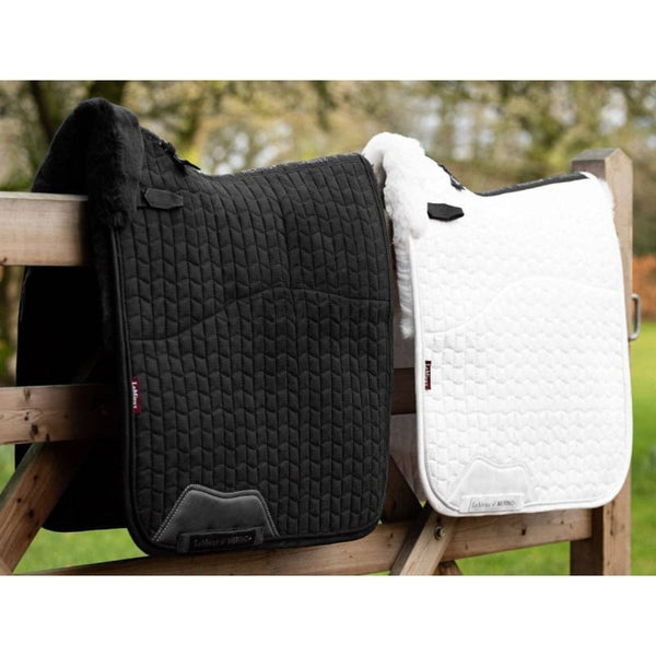 LeMieux Merino+ Half Lined Dressage Square Spine Free Wool Saddlepad Black/White