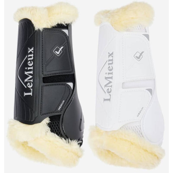 LeMieux Motionflex Fleece Edge Dressage Boots Schooling Protection Black/White