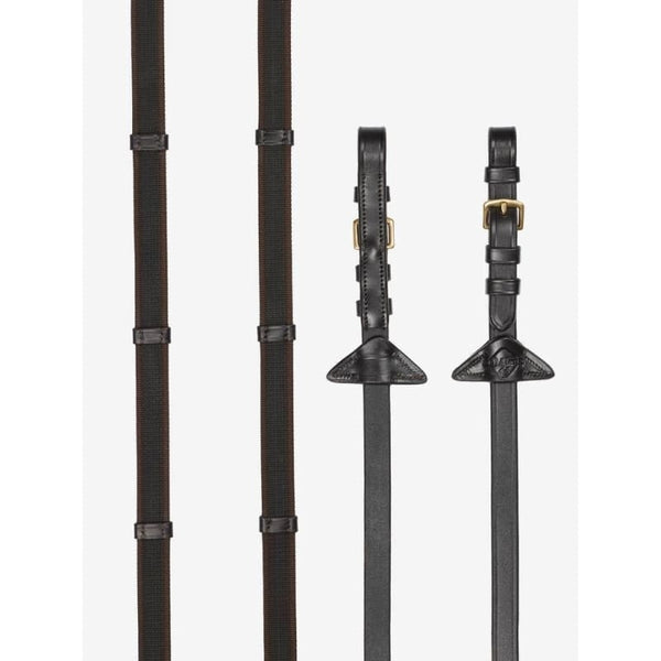 LeMieux Rubber Grip Continental Reins Light Feel Non-Stretch No Slip Black/Brown