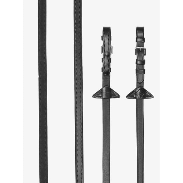 LeMieux Rubber Half Lined Reins Soft Flexible Non-Stretch Leather Black/Brown
