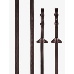 LeMieux Rubber Reins Light Feel Anti Slip Texture Grip Non-Stretch Brown/Brass Cob size SALE