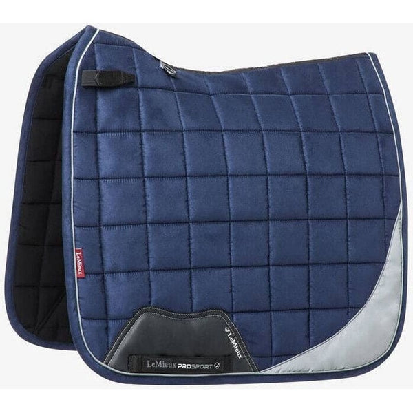 LeMieux Suede Dressage Square Reflective Hi-Viz Be Seen Soft Wicking Pad Navy