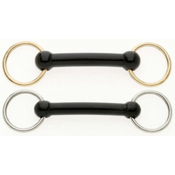 Lorina Loose Ring Nylon Mullen Mouth Bradoon Snaffle Show Bit Steel/Brass Rings