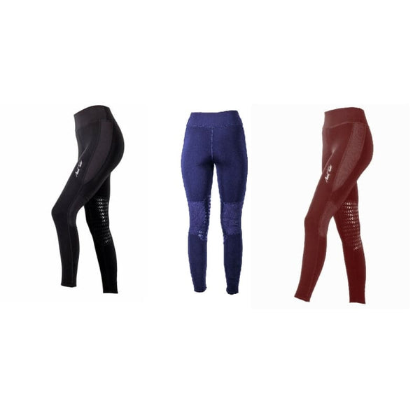Mark Todd Ladies Riding Leggings Silicone Knee Grip Black/Navy/Burgundy XS-XL