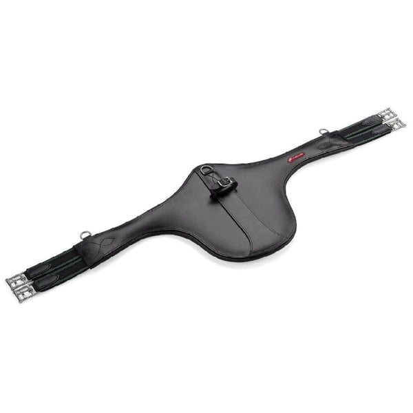 Selleria Equipe Shaped Long Leather Hook/Loop Stud Girth GH09 Black/Brown 95-150