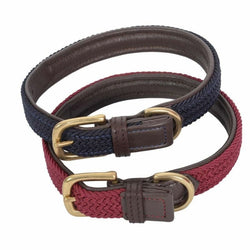 WeatherBeeta Leather Plaited Dog Collar Padded Leather and Soft Plaited Cotton