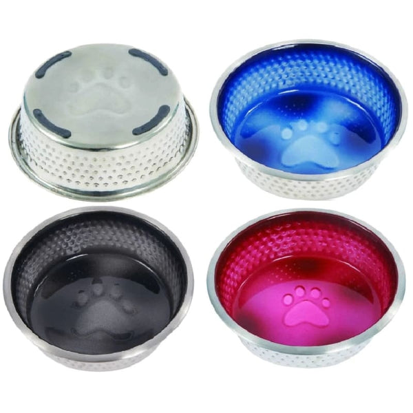 WeatherBeeta Non-Slip Stainless Steel Shade Dog Bowl Pink/Black/Blue 13-23cm