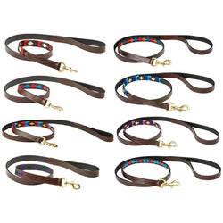 WeatherBeeta Polo Leather Dog Lead Premium Tanned Leather and Brass Trigger Clip