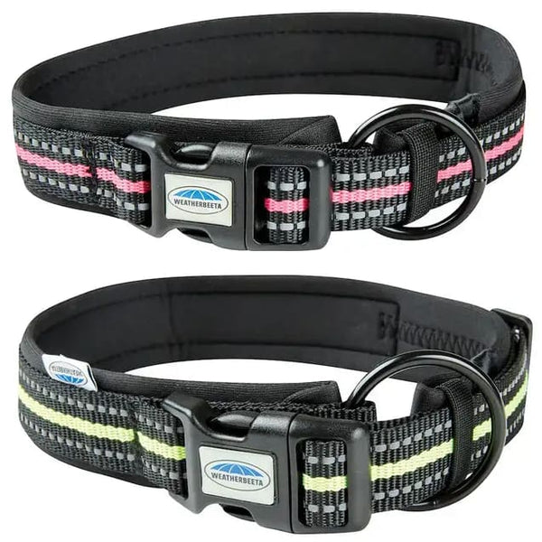 WeatherBeeta Reflective Dog Collar Neoprene and Nylon + High Visibility Threading