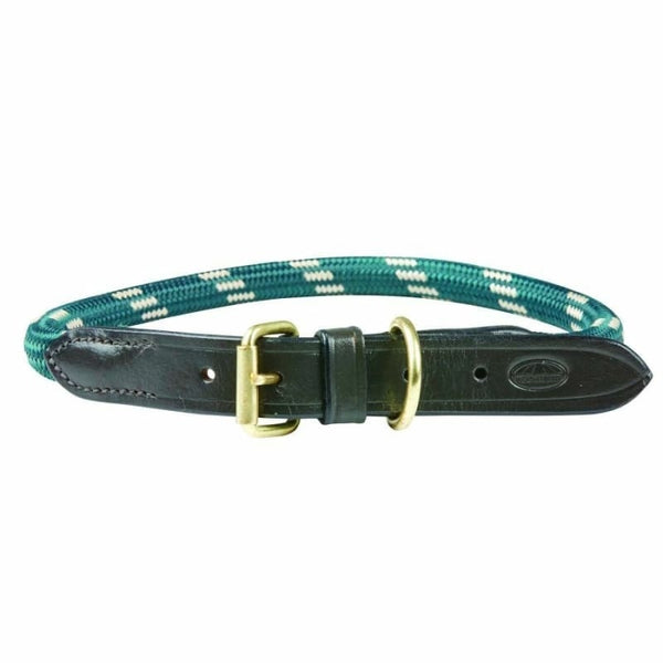 WeatherBeeta Rope Leather Dog Collar Burgundy/Hunter Green/Navy/Brown S/M/L/XL