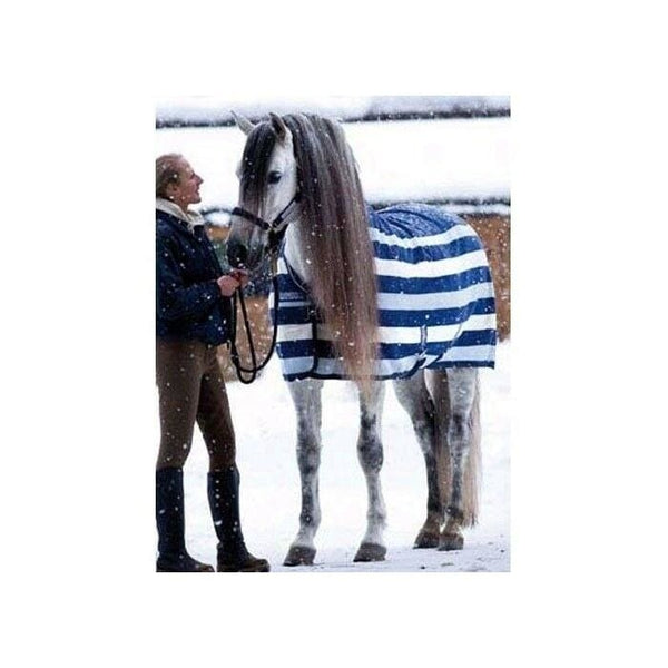 Horseware Rambo Deluxe Newmarket Stripe Fleece Rug Navy Stripes 5'0" SALE