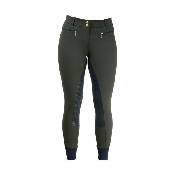 HyFASHION Ladies Edinburgh Full Silicone Seat Breeches Olive 26" SALE