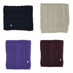 HyFASHION Meribel Cable Knit Snood Neck Tube Navy/Oatmeal/UltraViolet/Burgundy