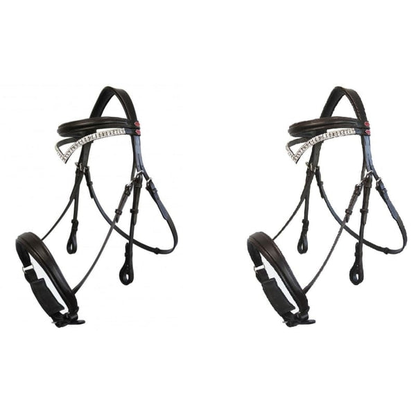 Whitaker Lynton Snaffle Bridle Diamante/Plain Browband Black Pony SALE